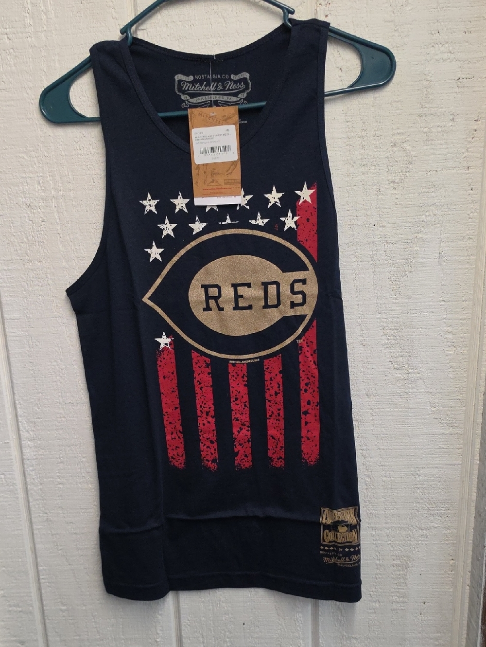 Mitchell & Ness Navy, Red & Gold Cincinnati Reds Tank